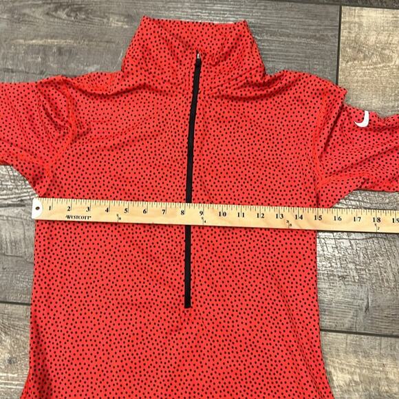 Nike Pro Women's Polka Dot Half Zip Activewear Pullover Red Black Size M - Picture 4 of 8